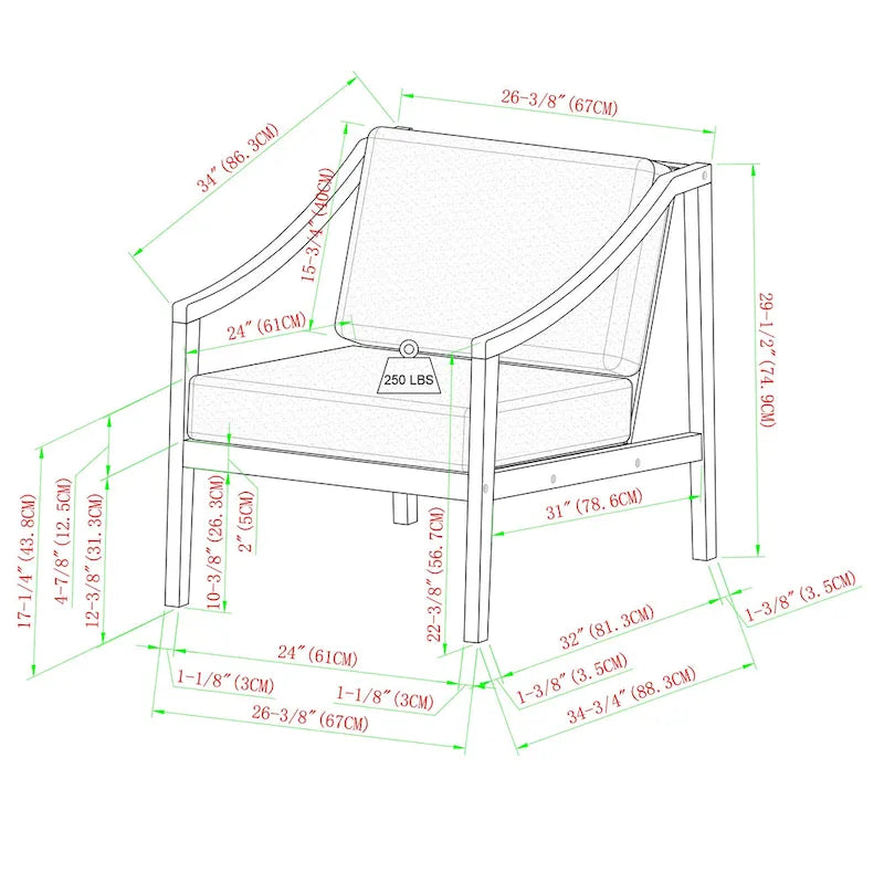 Middlebrook Designs Solid Wood Patio Lounge Chair
