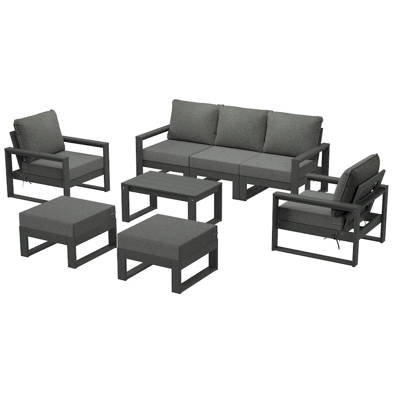 Polytrends Endless Patio Sectional 8-Piece Lounge Sofa Set with Gray Frame