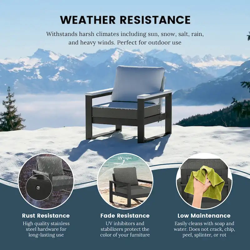 Polytrends Endless Patio Sectional 8-Piece Lounge Sofa Set with Gray Frame