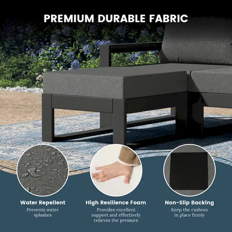 Polytrends Endless Patio Sectional 8-Piece Lounge Sofa Set with Gray Frame