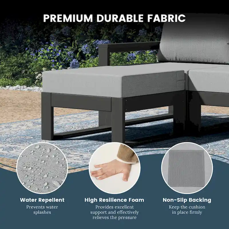 Polytrends Endless Patio Sectional 8-Piece Lounge Sofa Set with Gray Frame