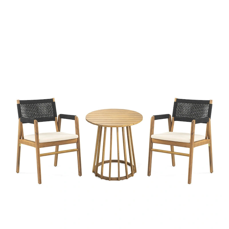 Christopher Knight Home - Outdoor 3-Piece Acacia Wood Dining Set with Cushions