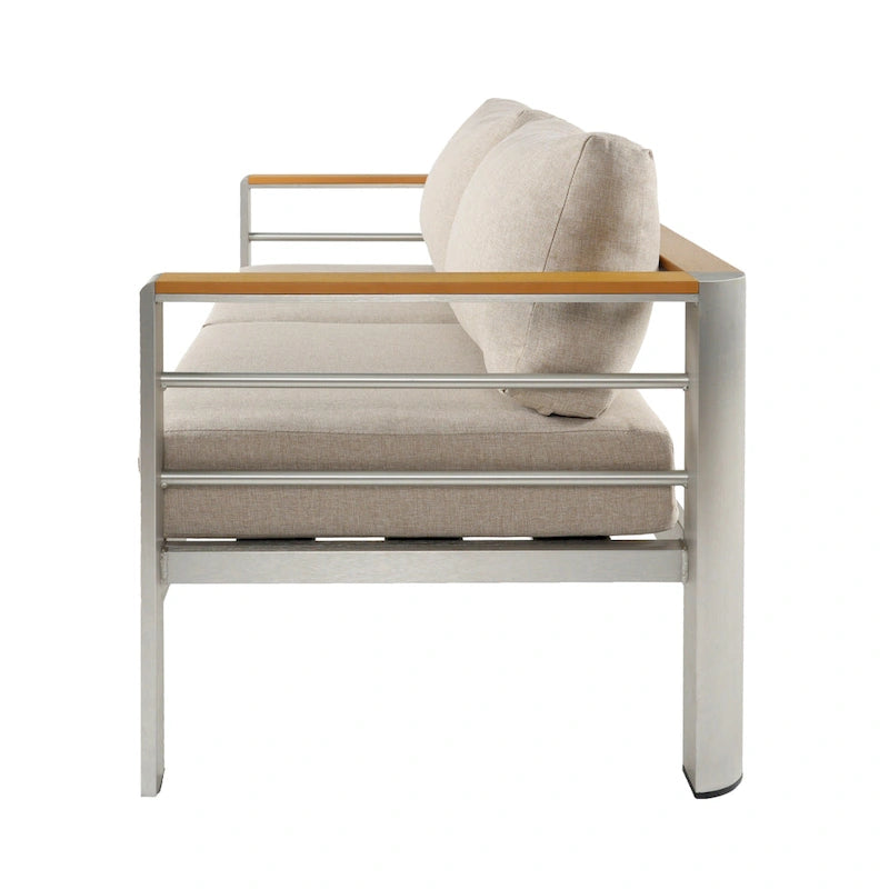 Christopher Knight Home - Everett Outdoor Aluminum Love Seat with Cushions and Rust-Resistant Frame