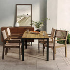 Christopher Knight Home Outdoor 5-Piece Acacia Wood Dining Sets with Rope Accent Chairs