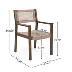 Christopher Knight Home Outdoor 5-Piece Acacia Wood Dining Sets with Rope Accent Chairs