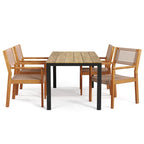 Christopher Knight Home Outdoor 5-Piece Acacia Wood Dining Sets with Rope Accent Chairs