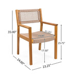 Christopher Knight Home Outdoor 5-Piece Acacia Wood Dining Sets with Rope Accent Chairs