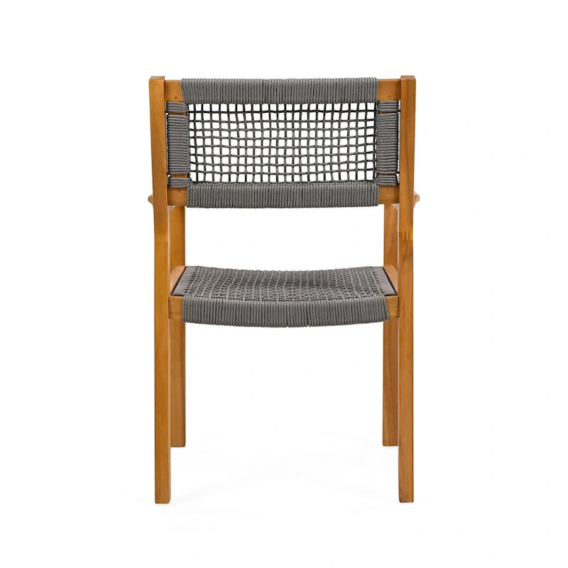 Christopher Knight Home Outdoor 5-Piece Acacia Wood Dining Sets with Rope Accent Chairs