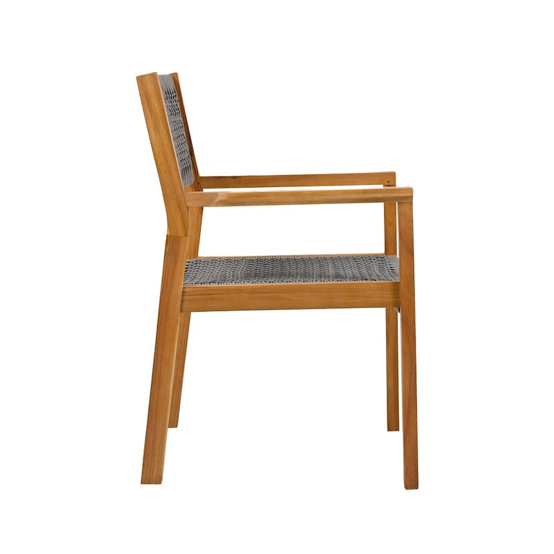 Christopher Knight Home Outdoor 5-Piece Acacia Wood Dining Sets with Rope Accent Chairs