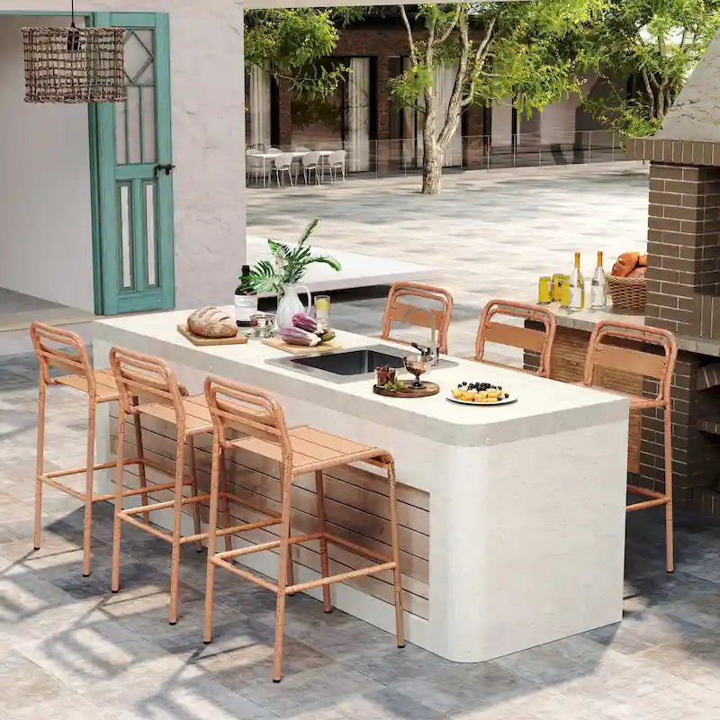 Christopher Knight Home Carmella Outdoor Metal Barstool (Set of 6)