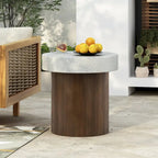 Christopher Knight Home - Mirod Indoor/Outdoor MGO Side Table with Faux Stone Top and Natural Wood Frame