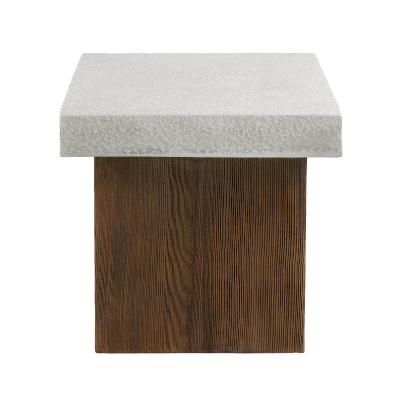 Christopher Knight Home - Mirod Indoor/Outdoor MGO Side Table with Faux Stone Top and Natural Wood Frame