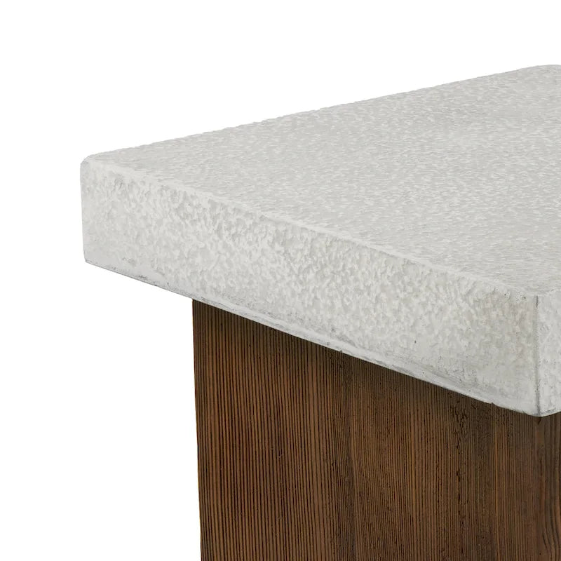 Christopher Knight Home - Mirod Indoor/Outdoor MGO Side Table with Faux Stone Top and Natural Wood Frame