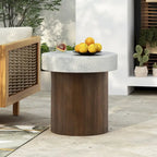 Christopher Knight Home - Mirod Indoor/Outdoor MGO Side Table with Faux Stone Top and Natural Wood Frame
