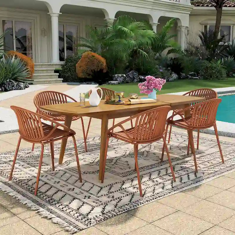 Christopher Knight Home - Emma Outdoor Wood and Resin 7 Piece Dining Set with Expandable Table
