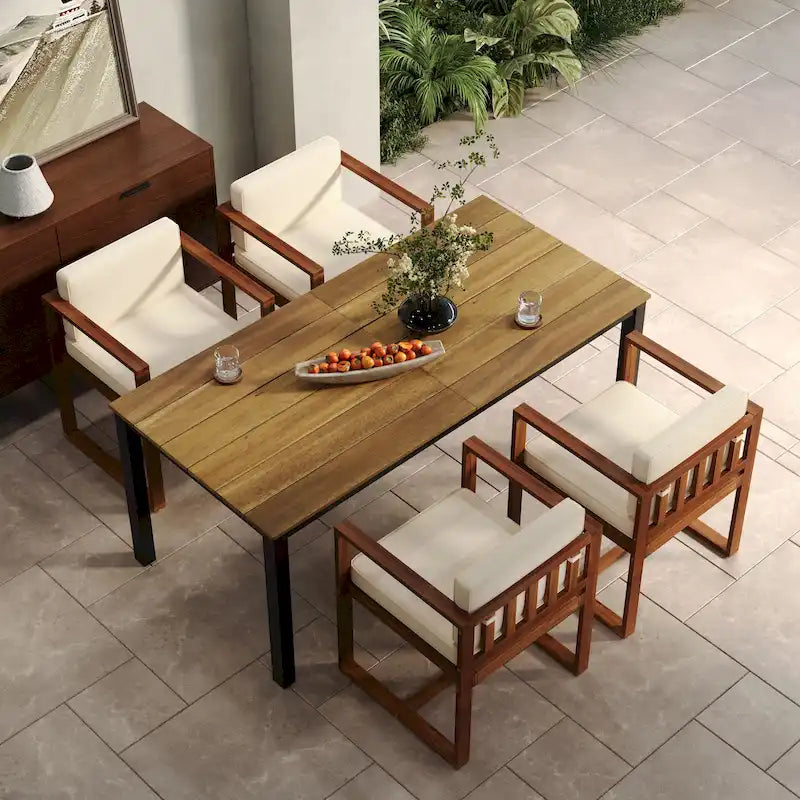 Christopher Knight Home Outdoor Rustic Acacia Wood 5-Piece Dining Sets