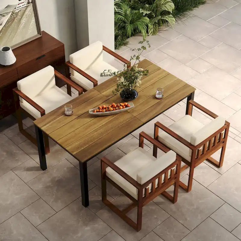 Christopher Knight Home Outdoor Rustic Acacia Wood 5-Piece Dining Sets