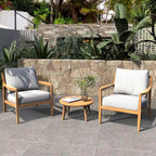 3-piece Acacia Wood Patio Sofa Set with A Sleek Coffee/ Side Table