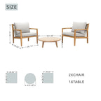 3-piece Acacia Wood Patio Sofa Set with A Sleek Coffee/ Side Table