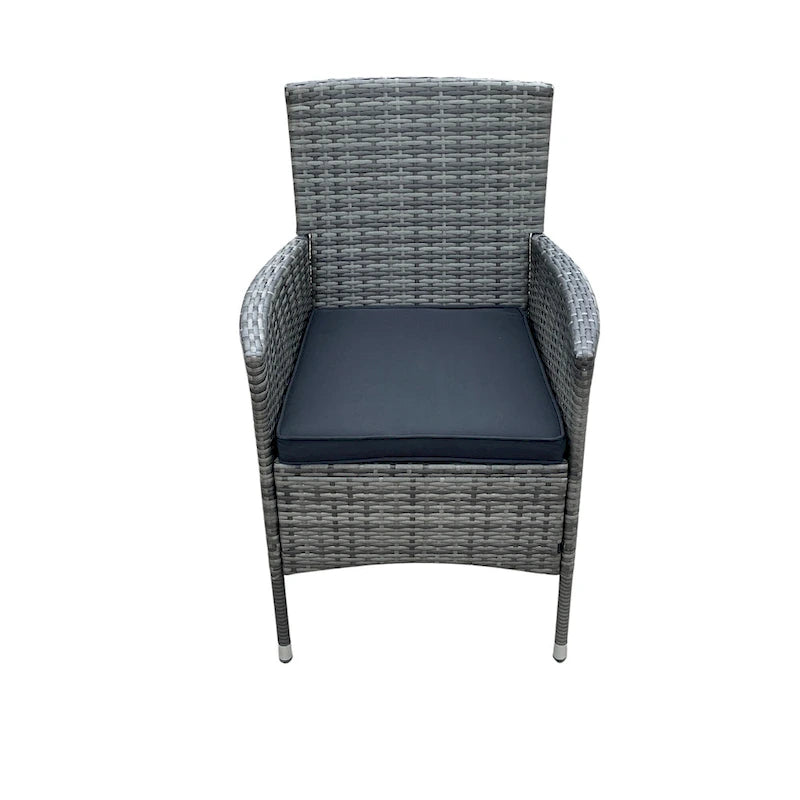 Outdoor Patio 9 Piece Wicker Dining Table Chairs Set Glass Table Top Casual Dining Table and 8 Removable Cushions Armchairs