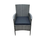 Outdoor Patio 9 Piece Wicker Dining Table Chairs Set Glass Table Top Casual Dining Table and 8 Removable Cushions Armchairs