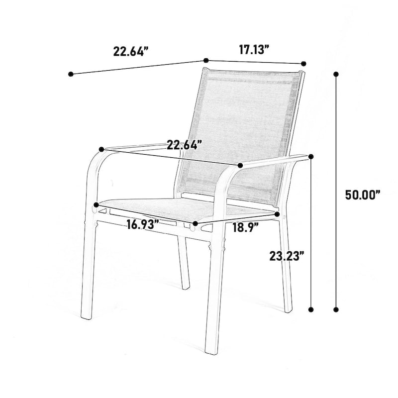 7 Pieces Patio Dining Set, Rectangular Dining Table and 6 Stackable Chairs, Outdoor Courtyard Conversation Casual Set