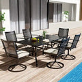 Clihome Outdoor 8 Piece Patio Swivel Chair Dining Table Set