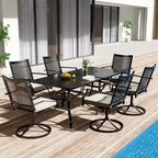 Clihome Outdoor 8 Piece Patio Swivel Chair Dining Table Set