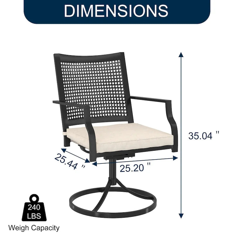 Clihome Outdoor 8 Piece Patio Swivel Chair Dining Table Set