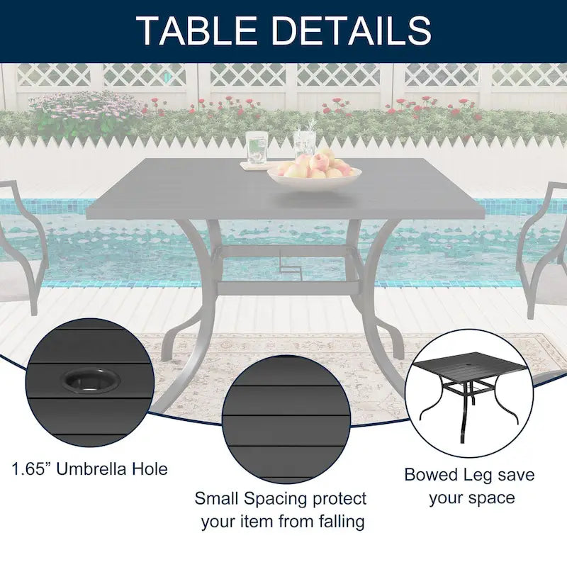 Clihome Outdoor 8 Piece Patio Swivel Chair Dining Table Set