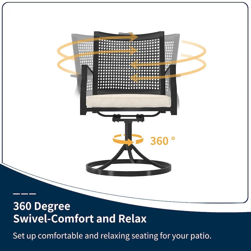 Clihome Outdoor 8 Piece Patio Swivel Chair Dining Table Set