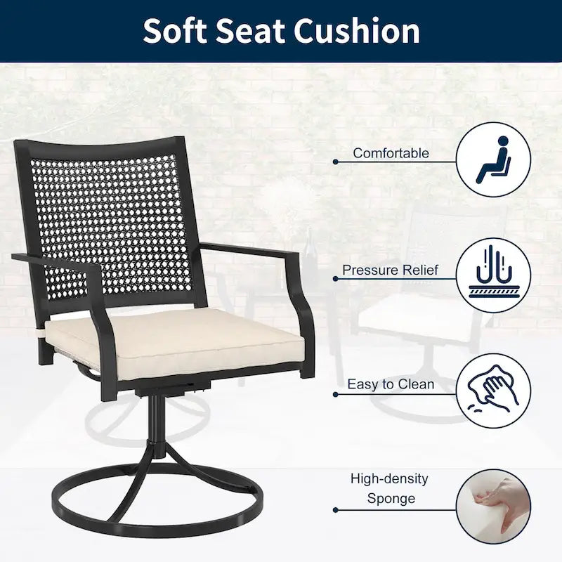 Clihome Outdoor 8 Piece Patio Swivel Chair Dining Table Set