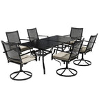 Clihome Outdoor 8 Piece Patio Swivel Chair Dining Table Set