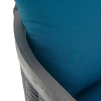 Roomfitters Outdoor Acacia Wood Wicker Club Chair with Cushions, Deep Seating Patio Furniture for Porch or Garden, Teal