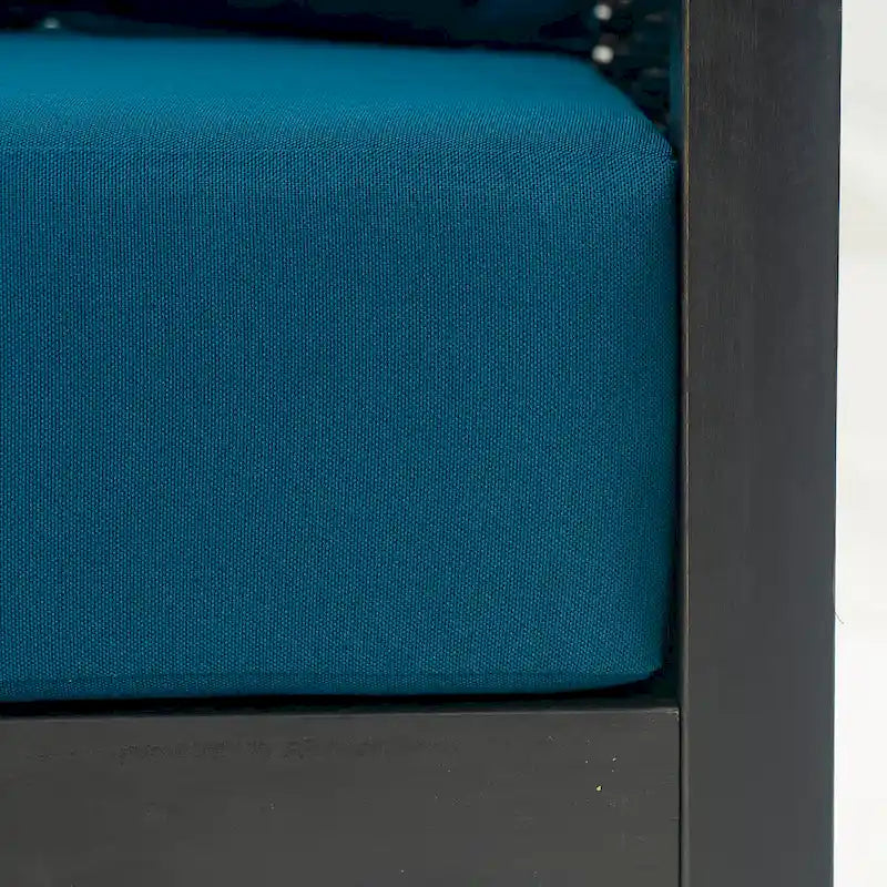 Roomfitters Outdoor Acacia Wood Wicker Club Chair with Cushions, Deep Seating Patio Furniture for Porch or Garden, Teal