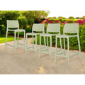 HomeRoots Set of Four 26 Green Heavy Duty Plastic Low Back Outdoor Counter Height Bar Chairs