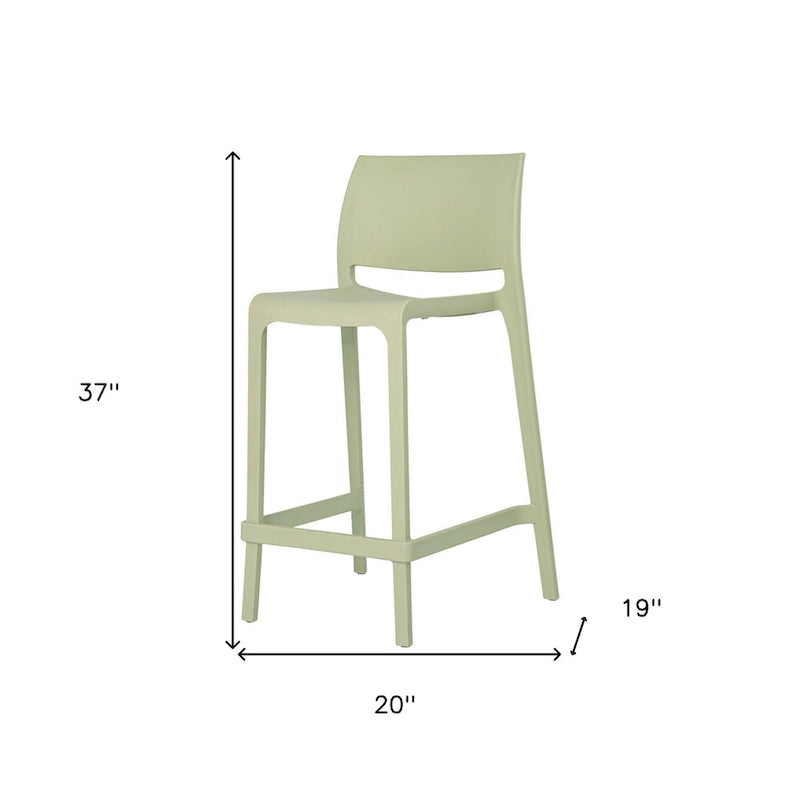 HomeRoots Set of Four 26 Green Heavy Duty Plastic Low Back Outdoor Counter Height Bar Chairs