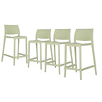 HomeRoots Set of Four 26 Green Heavy Duty Plastic Low Back Outdoor Counter Height Bar Chairs