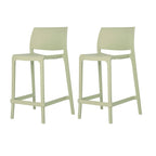HomeRoots Set of Four 26 Green Heavy Duty Plastic Low Back Outdoor Counter Height Bar Chairs