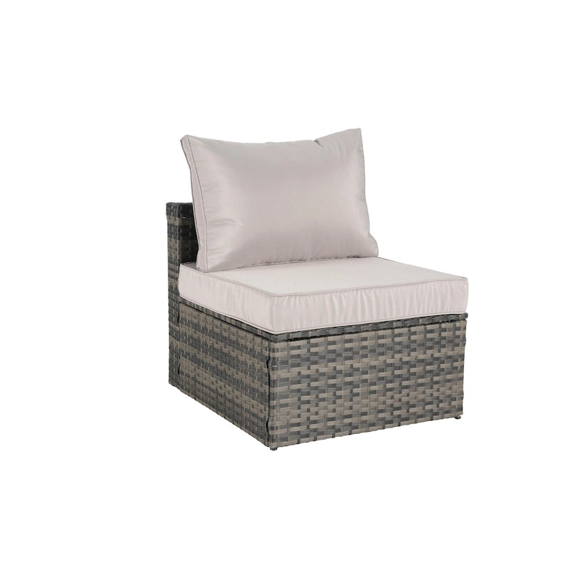 8 Piece Outdoor Patio Sofa Set, Sectional L- Shaped Patio Furniture Wicker Patio Conversation Set