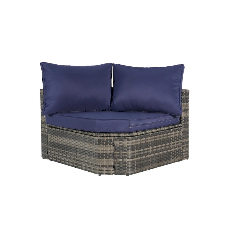 8 Piece Outdoor Patio Sofa Set, Sectional L- Shaped Patio Furniture Wicker Patio Conversation Set
