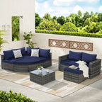 8 Piece Outdoor Patio Sofa Set, Sectional L- Shaped Patio Furniture Wicker Patio Conversation Set