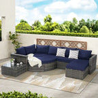 8 Piece Outdoor Patio Sofa Set, Sectional L- Shaped Patio Furniture Wicker Patio Conversation Set