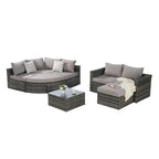 8 Piece Outdoor Patio Sofa Set, Sectional L- Shaped Patio Furniture Wicker Patio Conversation Set