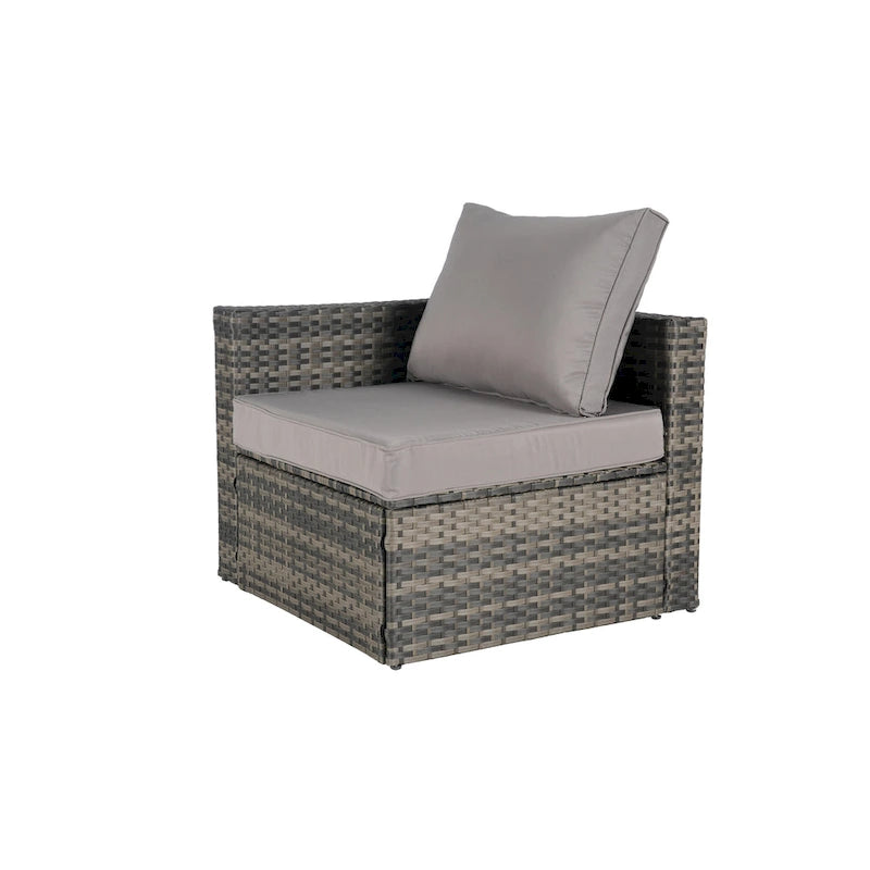 8 Piece Outdoor Patio Sofa Set, Sectional L- Shaped Patio Furniture Wicker Patio Conversation Set
