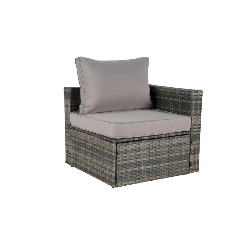 8 Piece Outdoor Patio Sofa Set, Sectional L- Shaped Patio Furniture Wicker Patio Conversation Set