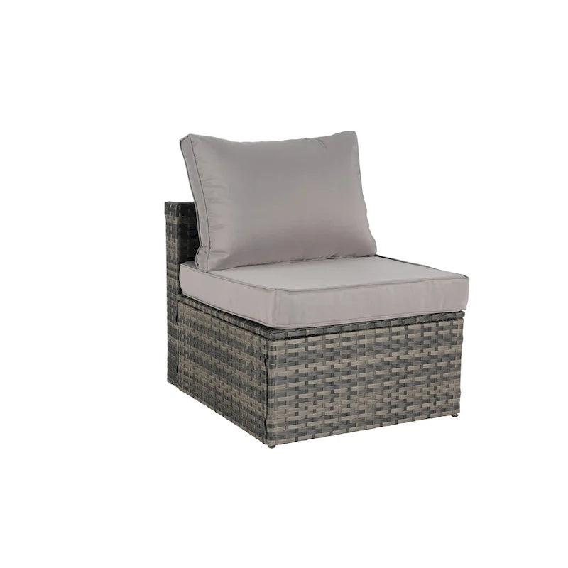 8 Piece Outdoor Patio Sofa Set, Sectional L- Shaped Patio Furniture Wicker Patio Conversation Set