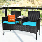Costway Patio Rattan Conversation Set Seat Sofa Cushioned Loveseat - See Details