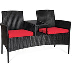 Costway Patio Rattan Conversation Set Seat Sofa Cushioned Loveseat - See Details