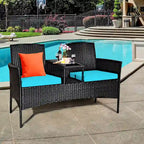 Costway Patio Rattan Conversation Set Seat Sofa Cushioned Loveseat - See Details